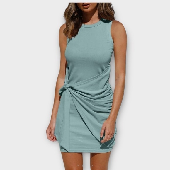 Bodycon Beach Tank Ruched Mini Dress - Picture 3 of 5